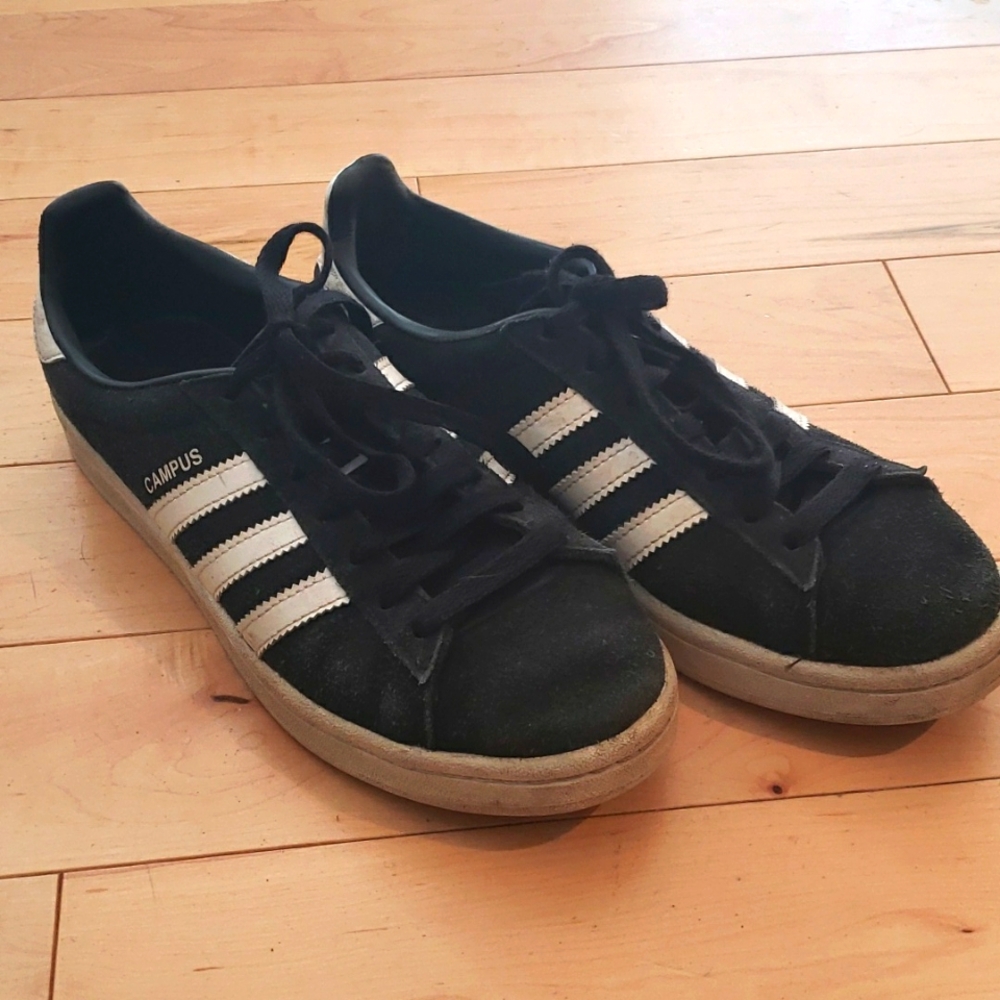 adidas Campus Black with White Stripes Athletic Shoes